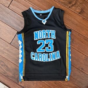 North Carolina Jordan Kids Basketball Jersey - Black and Blue, Size Small